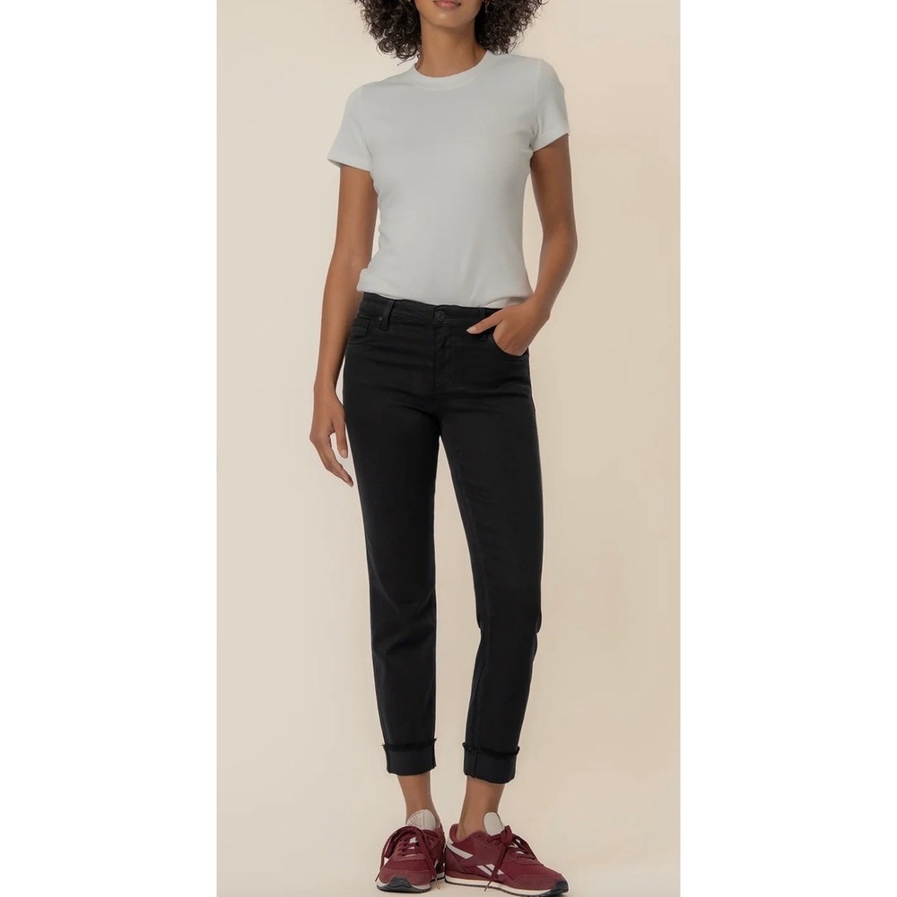 NWT KUT from the Kloth Rachael Ankle Straight Jeans Black Wash Size 0